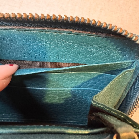 Gucci Teal Leather Zip Around Long Wallet Bamboo Tassel Detail - Picture 13 of 13